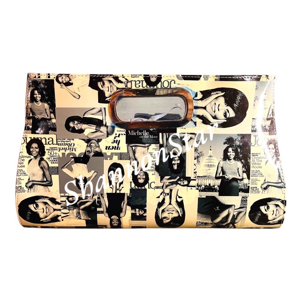 Michele Black and White Photo-Collage Clutch